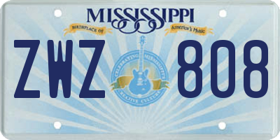 MS license plate ZWZ808