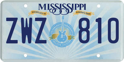 MS license plate ZWZ810