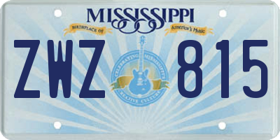 MS license plate ZWZ815