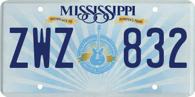 MS license plate ZWZ832