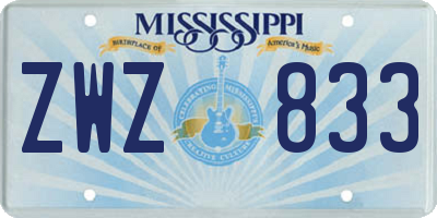 MS license plate ZWZ833