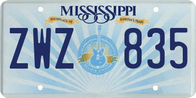MS license plate ZWZ835