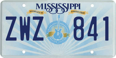 MS license plate ZWZ841