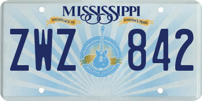 MS license plate ZWZ842
