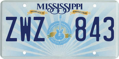 MS license plate ZWZ843
