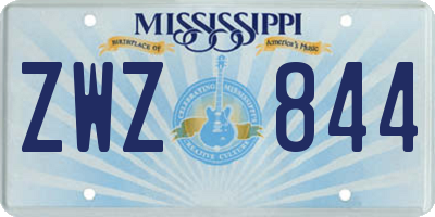 MS license plate ZWZ844