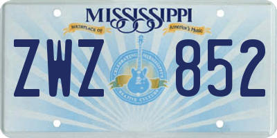 MS license plate ZWZ852
