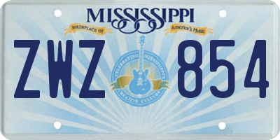 MS license plate ZWZ854