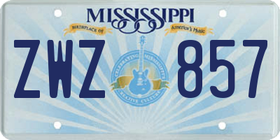 MS license plate ZWZ857