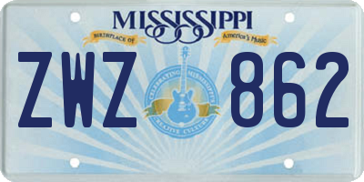 MS license plate ZWZ862
