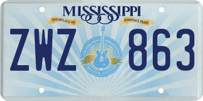 MS license plate ZWZ863