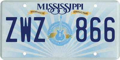 MS license plate ZWZ866