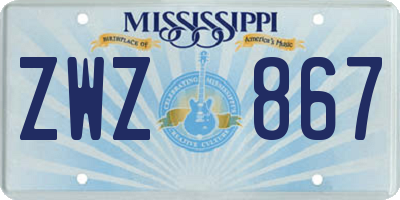 MS license plate ZWZ867