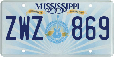 MS license plate ZWZ869