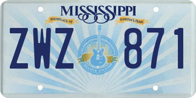 MS license plate ZWZ871