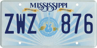MS license plate ZWZ876