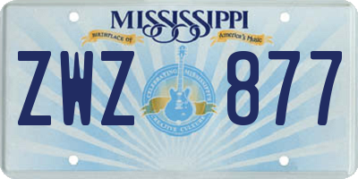 MS license plate ZWZ877