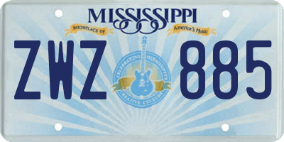 MS license plate ZWZ885