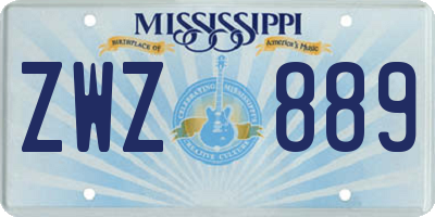 MS license plate ZWZ889