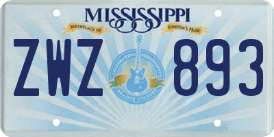 MS license plate ZWZ893