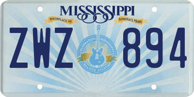 MS license plate ZWZ894