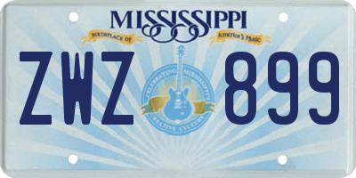 MS license plate ZWZ899
