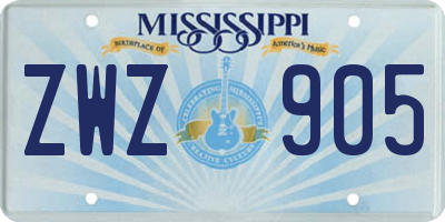 MS license plate ZWZ905