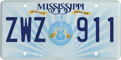 MS license plate ZWZ911