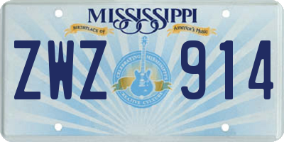 MS license plate ZWZ914