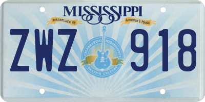 MS license plate ZWZ918