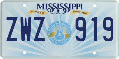 MS license plate ZWZ919