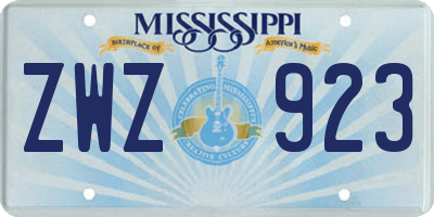 MS license plate ZWZ923