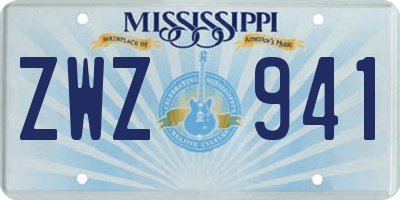 MS license plate ZWZ941