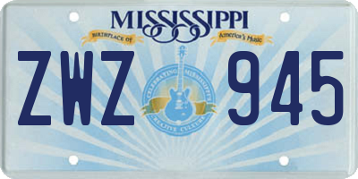 MS license plate ZWZ945