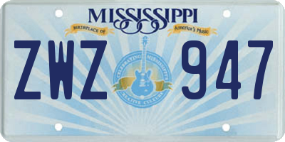 MS license plate ZWZ947