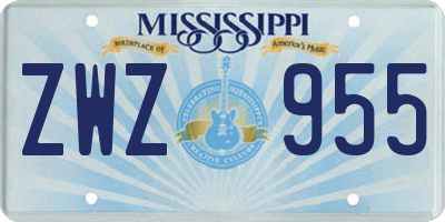 MS license plate ZWZ955