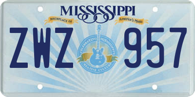 MS license plate ZWZ957