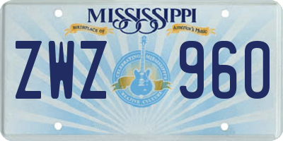 MS license plate ZWZ960