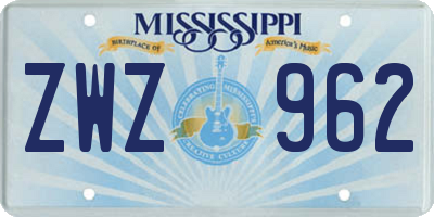 MS license plate ZWZ962