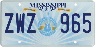 MS license plate ZWZ965
