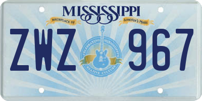 MS license plate ZWZ967