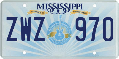 MS license plate ZWZ970
