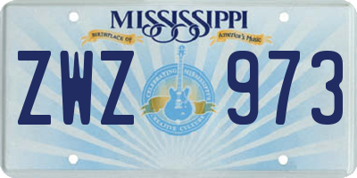 MS license plate ZWZ973