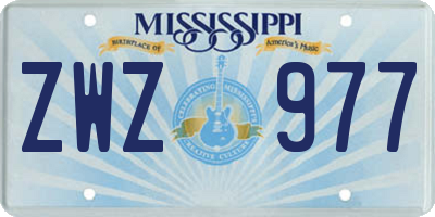 MS license plate ZWZ977