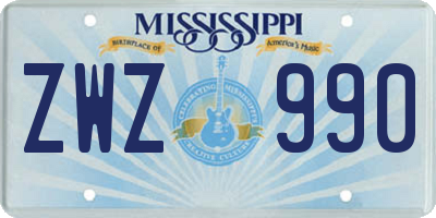 MS license plate ZWZ990