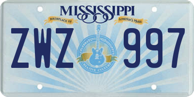 MS license plate ZWZ997