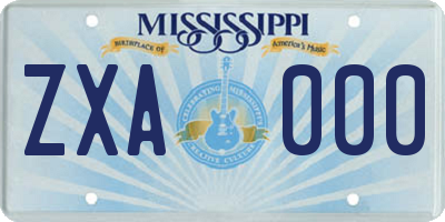 MS license plate ZXA000