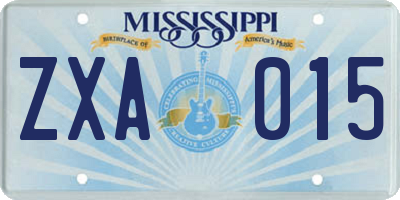 MS license plate ZXA015