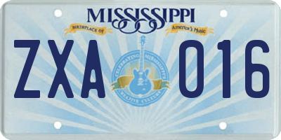 MS license plate ZXA016