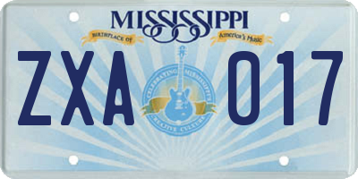 MS license plate ZXA017